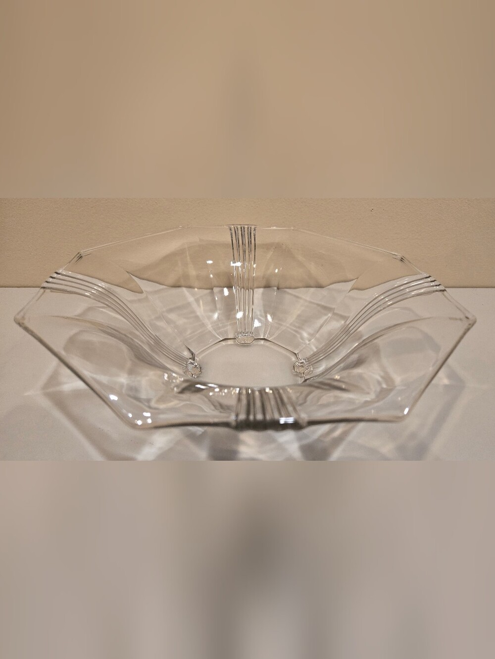 Parallel Quarter Flared Footed Clear Glass Decorative Serving Bowl